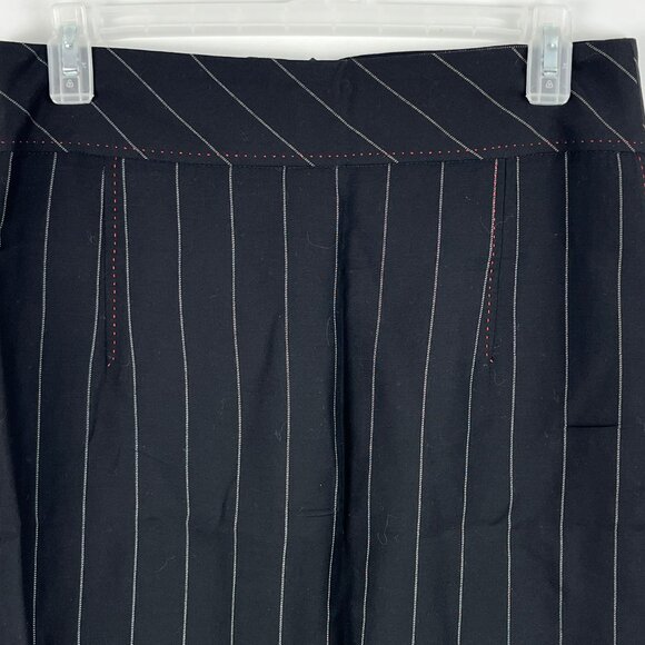 Zara Pencil Skirt Midi Size 6 Waist 30in Black Striped Lined Zip Cotton Polyeste - Picture 2 of 7